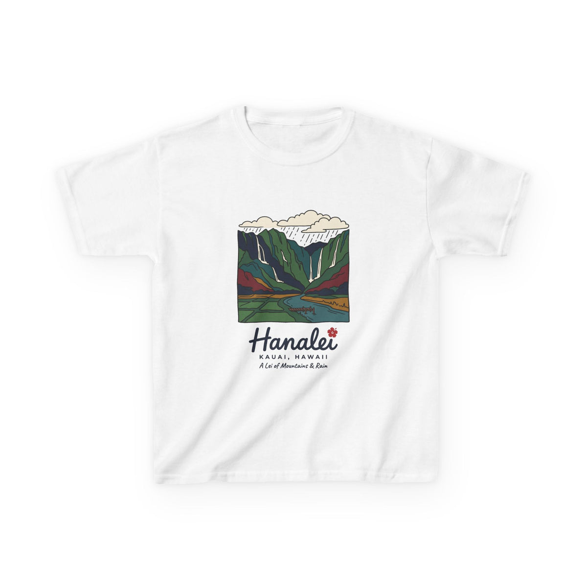Hanalei Bay Kauai Hawaii Vintage Travel Graphic Kids T-Shirt