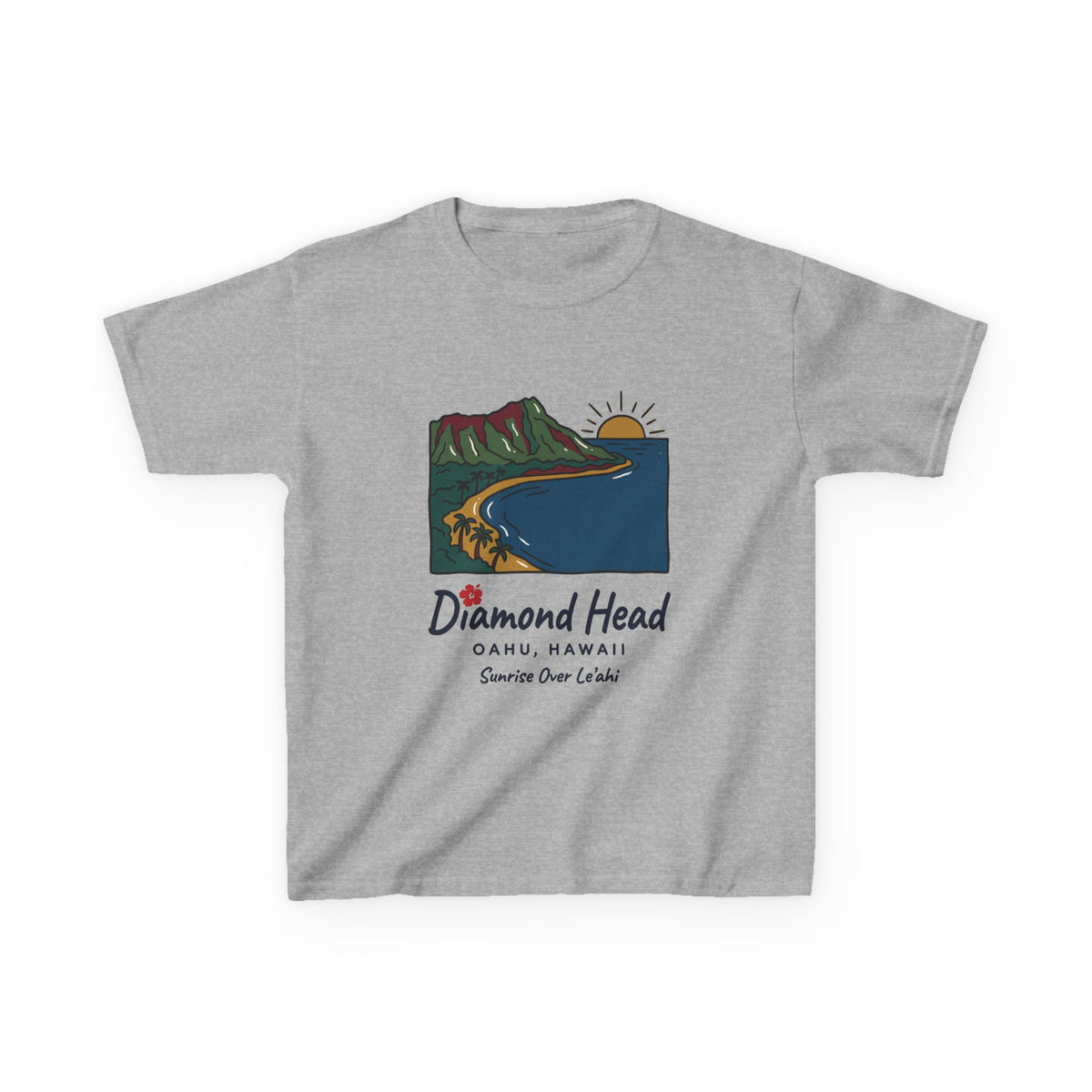 Diamond Head Oahu Hawaii Vintage Travel Graphic Kids T-Shirt