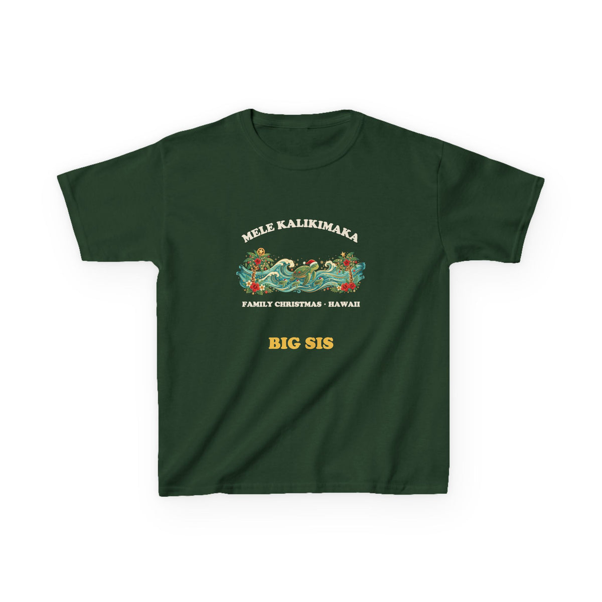 Mele Kalikimaka Hawaiian Family Christmas Big Sis Kids T-Shirt