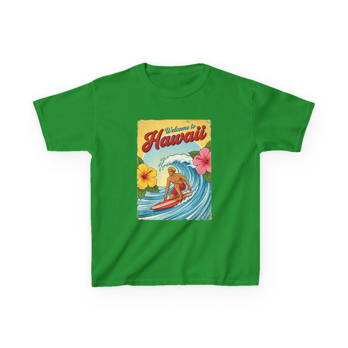 Welcome to Hawaii Vintage Surfer Travel Poster Kids T-Shirt