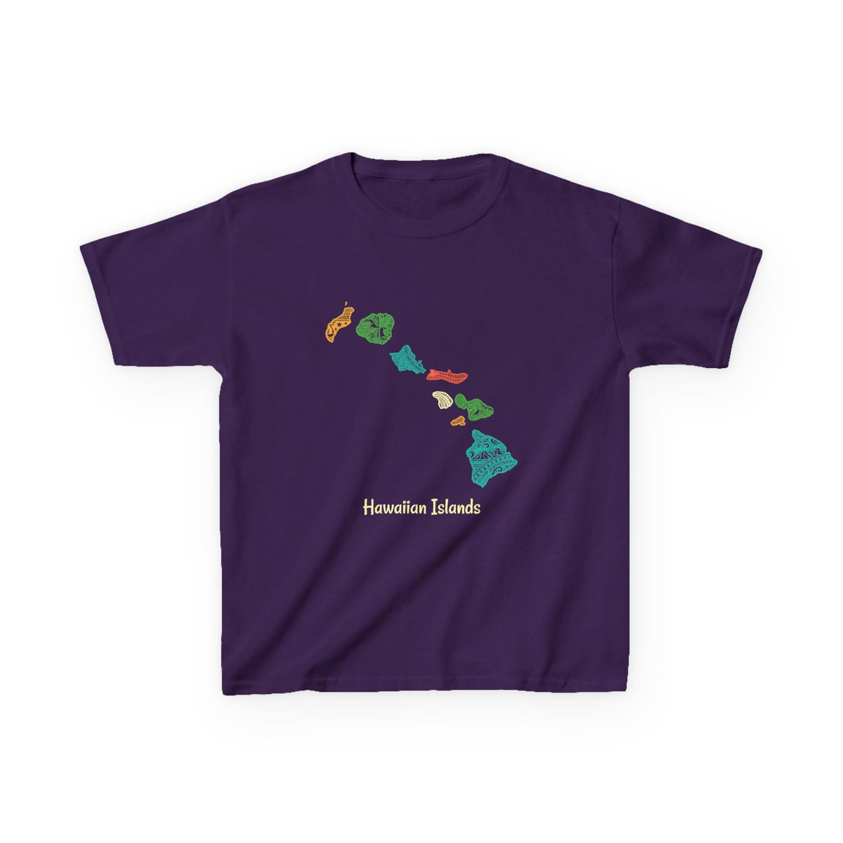 Hawaiian Islands Chain Map Minimalist Kids T-Shirt