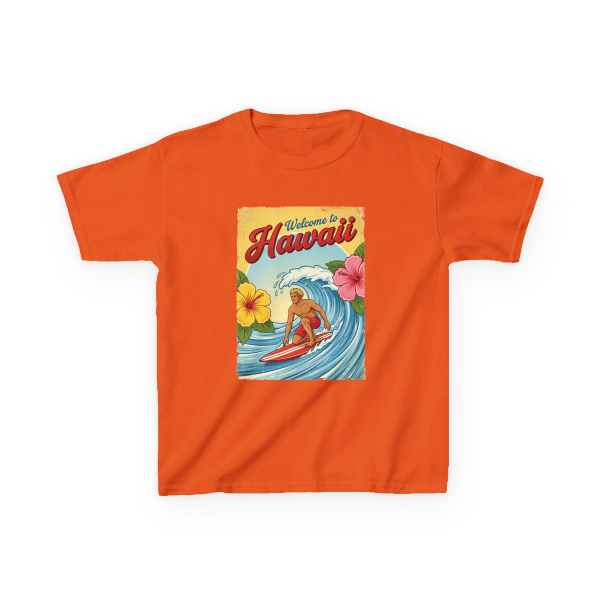 Welcome to Hawaii Vintage Surfer Travel Poster Kids T-Shirt
