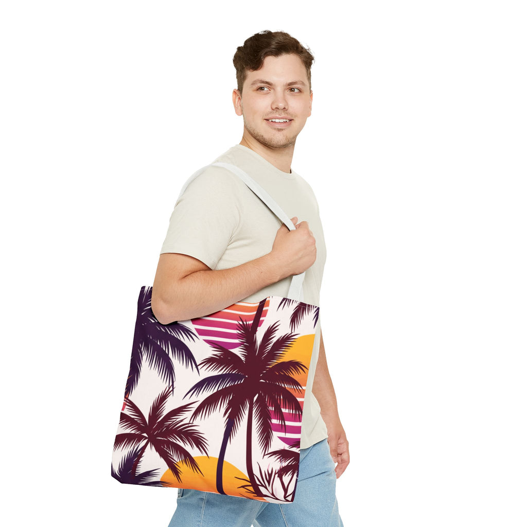 Retro Sunset Palms Hawaiian All-Over Tote Bag