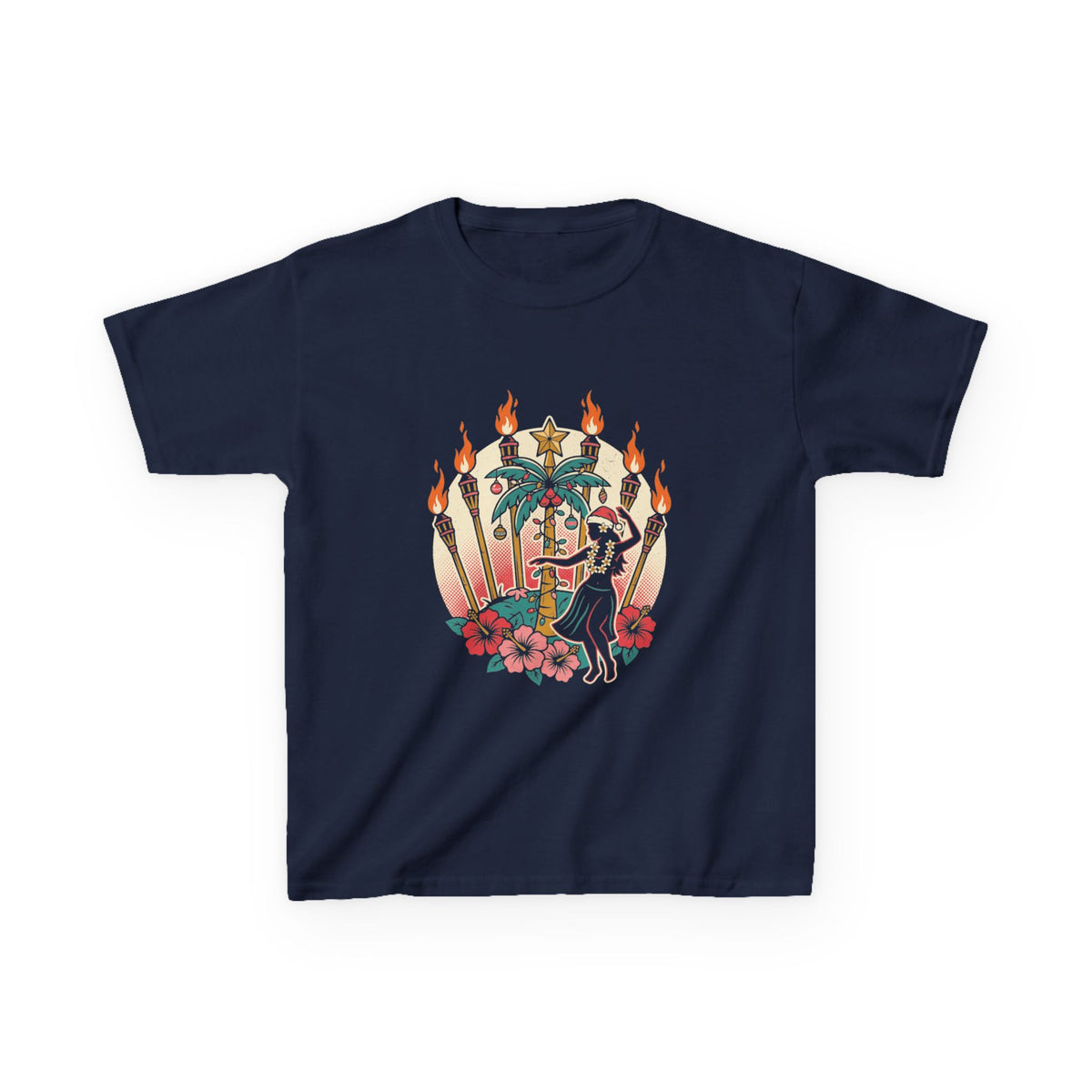Tiki Hula Hawaiian Christmas Kids T-Shirt