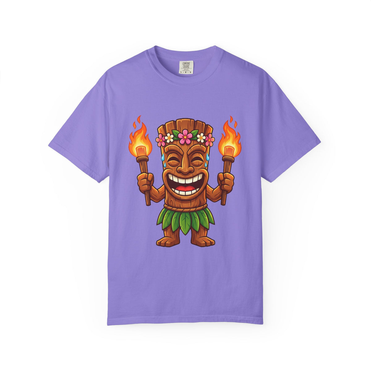 Tiki Man Hawaiian Luau Tropical Cartoon Graphic T-Shirt