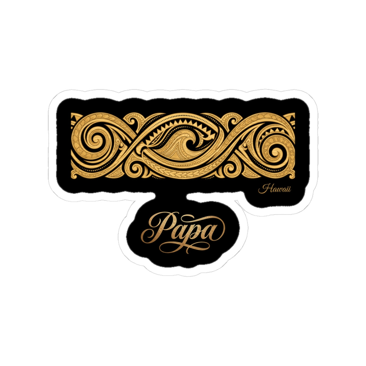 Hawaiian Tapa Wave Family Papa Sticker