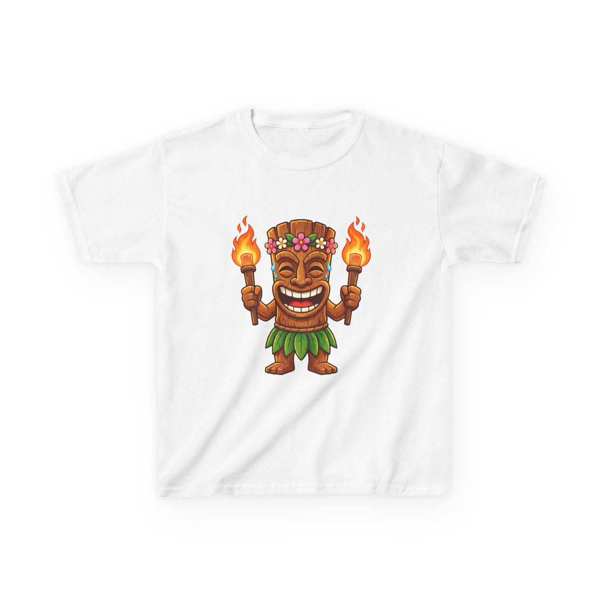 Tiki Man Hawaiian Luau Tropical Cartoon Graphic Kids T-Shirt