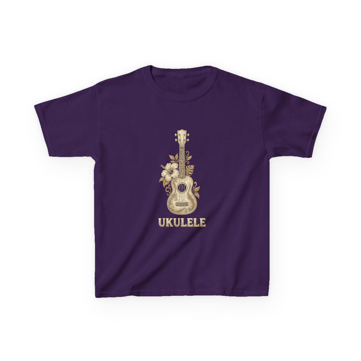 Vintage Ukulele Hawaiian Hibiscus Music Graphic Kids T-Shirt