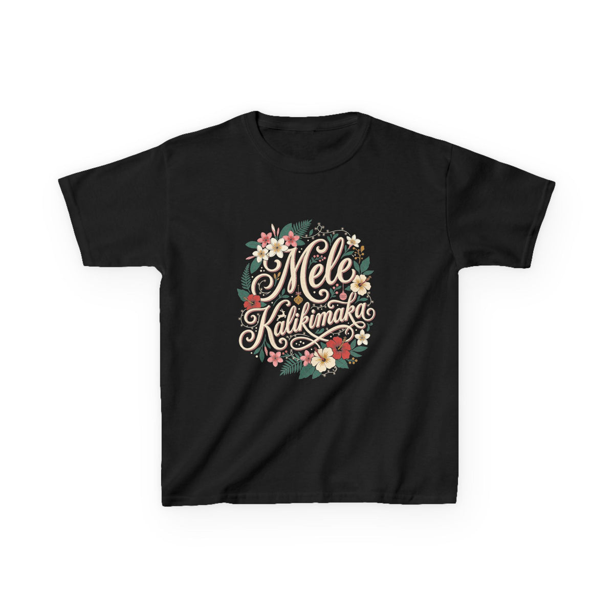 Mele Kalikimaka Script Hawaiian Christmas Kids T-Shirt