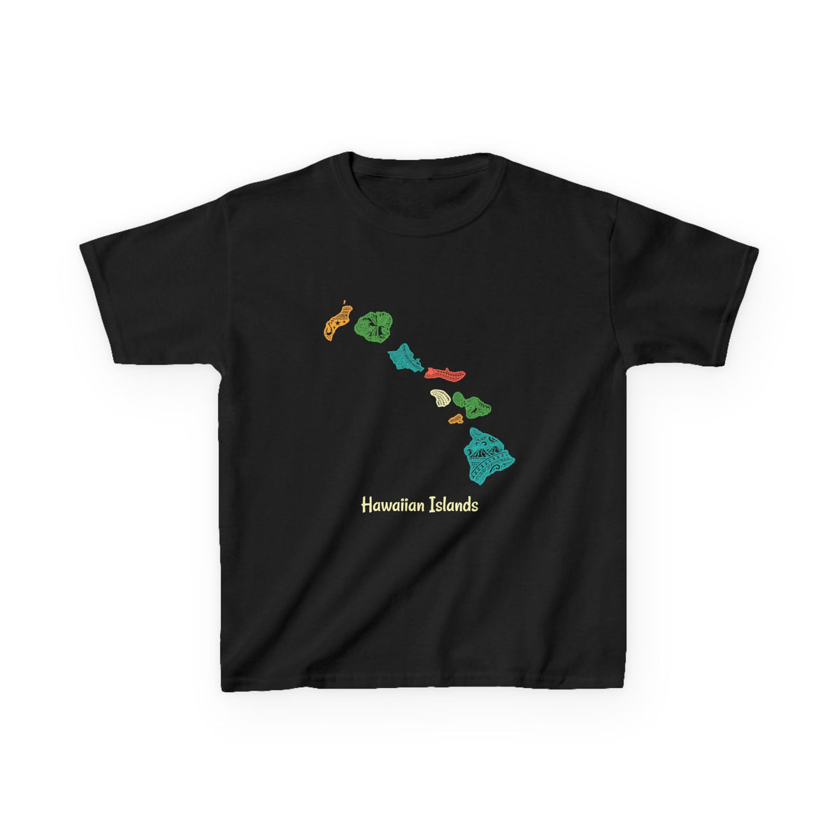 Hawaiian Islands Chain Map Minimalist Kids T-Shirt