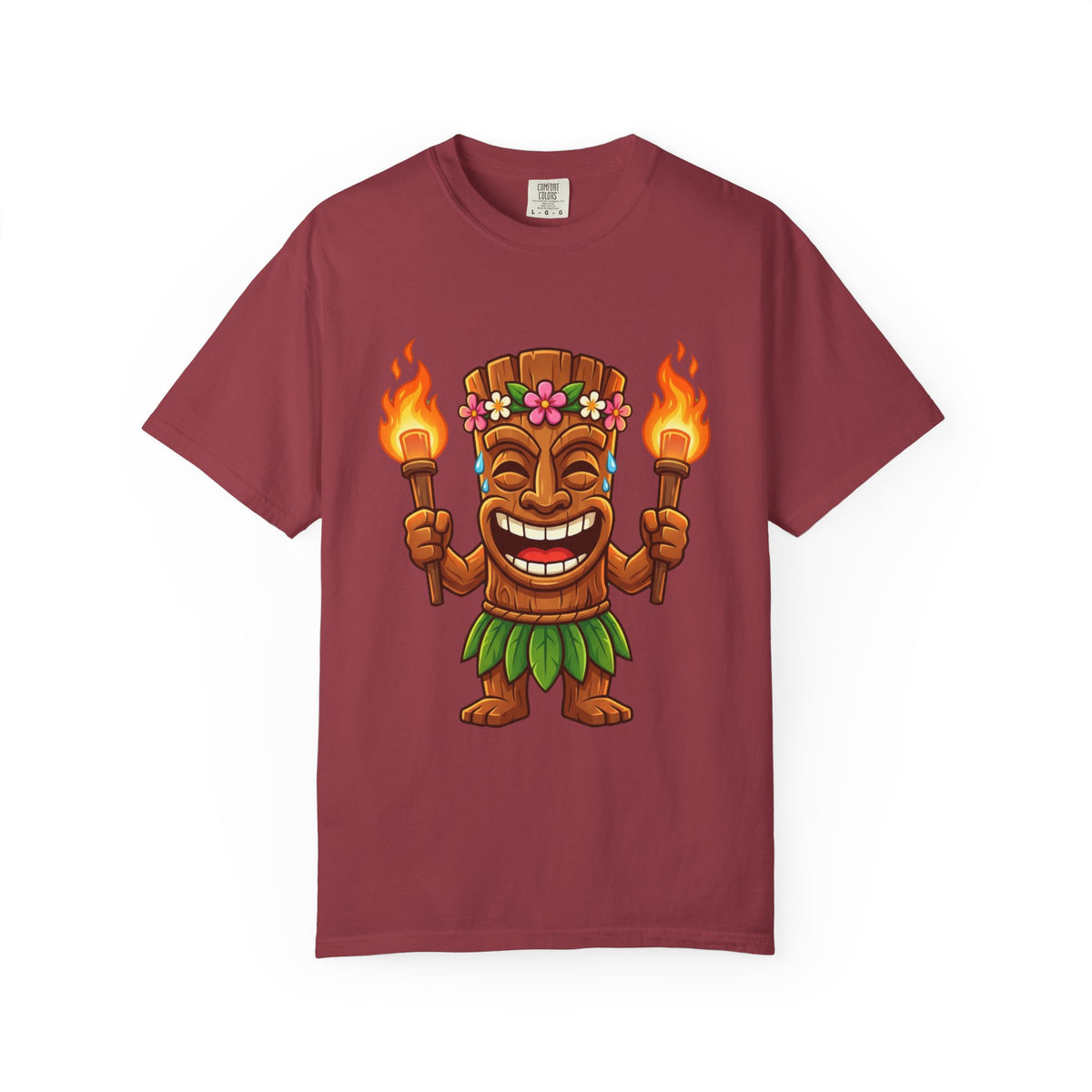 Tiki Man Hawaiian Luau Tropical Cartoon Graphic T-Shirt