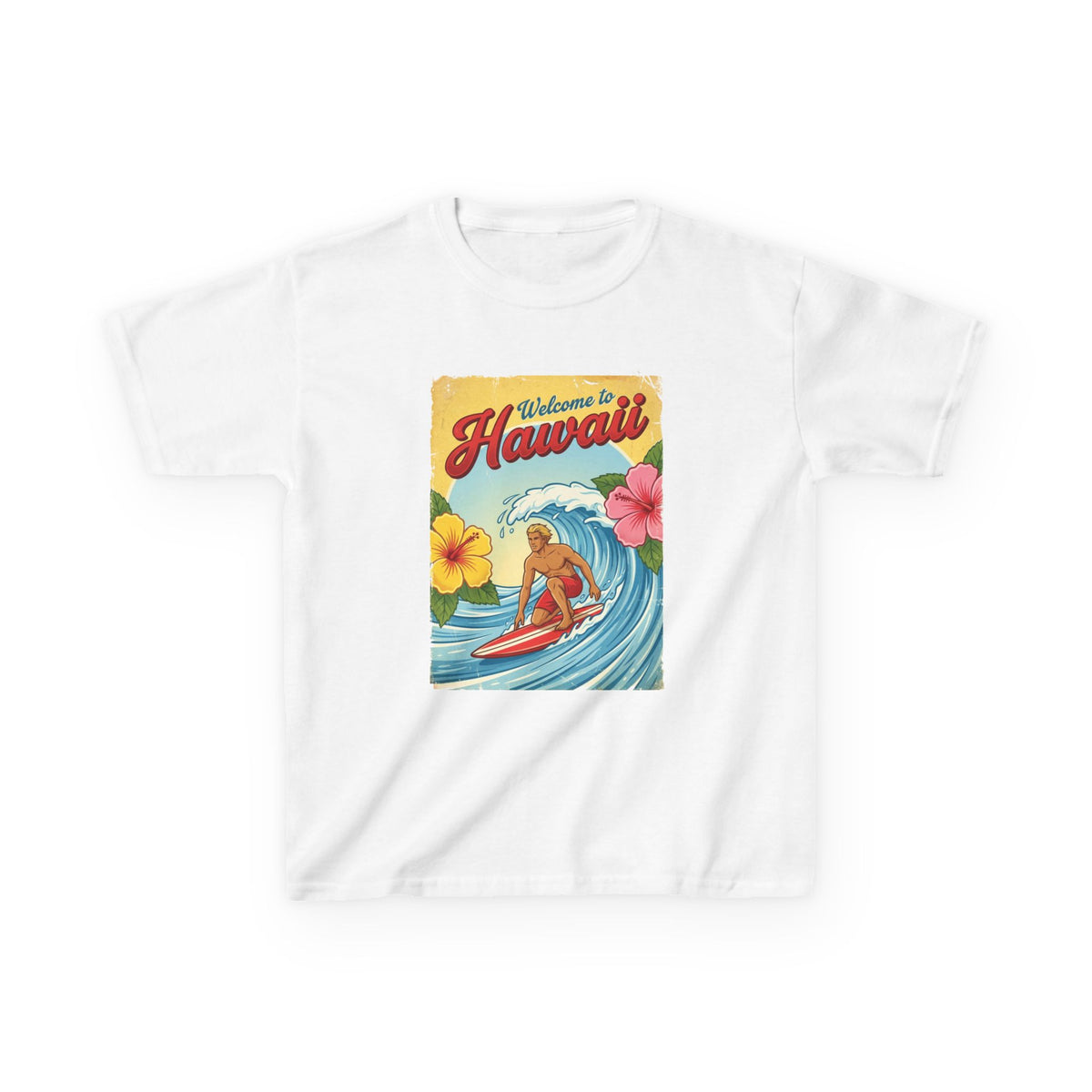Welcome to Hawaii Vintage Surfer Travel Poster Kids T-Shirt