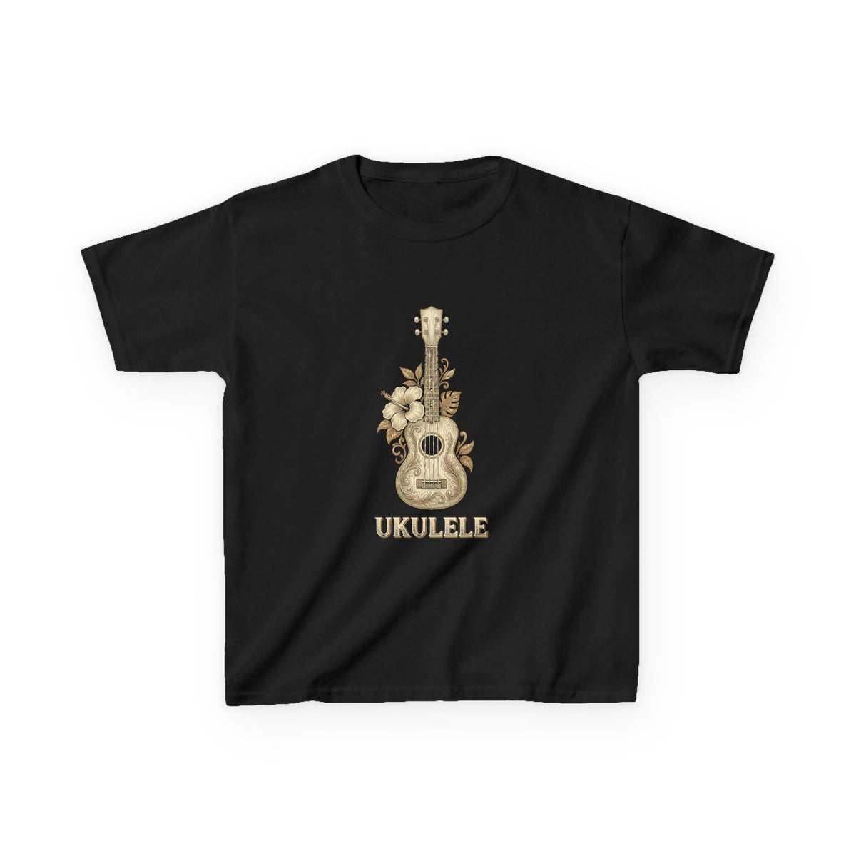 Vintage Ukulele Hawaiian Hibiscus Music Graphic Kids T-Shirt