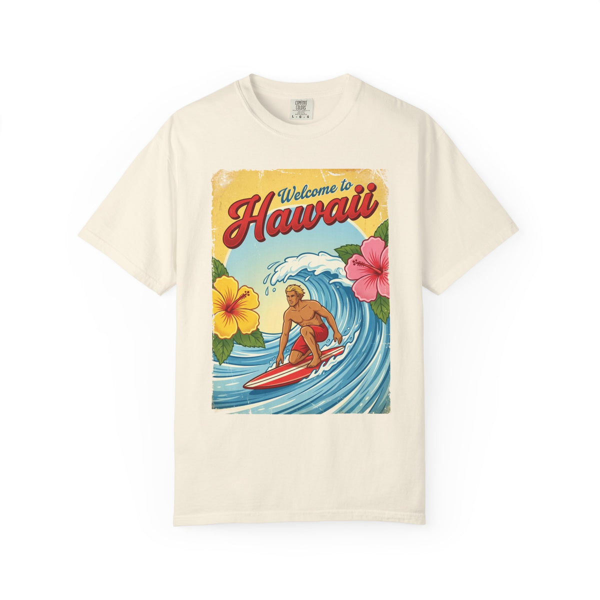 Welcome to Hawaii Vintage Surfer Travel Poster T-Shirt