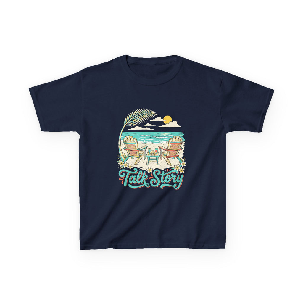 Talk Story Hawaii Beach Chairs Retro Graphic Kids T-Shirt