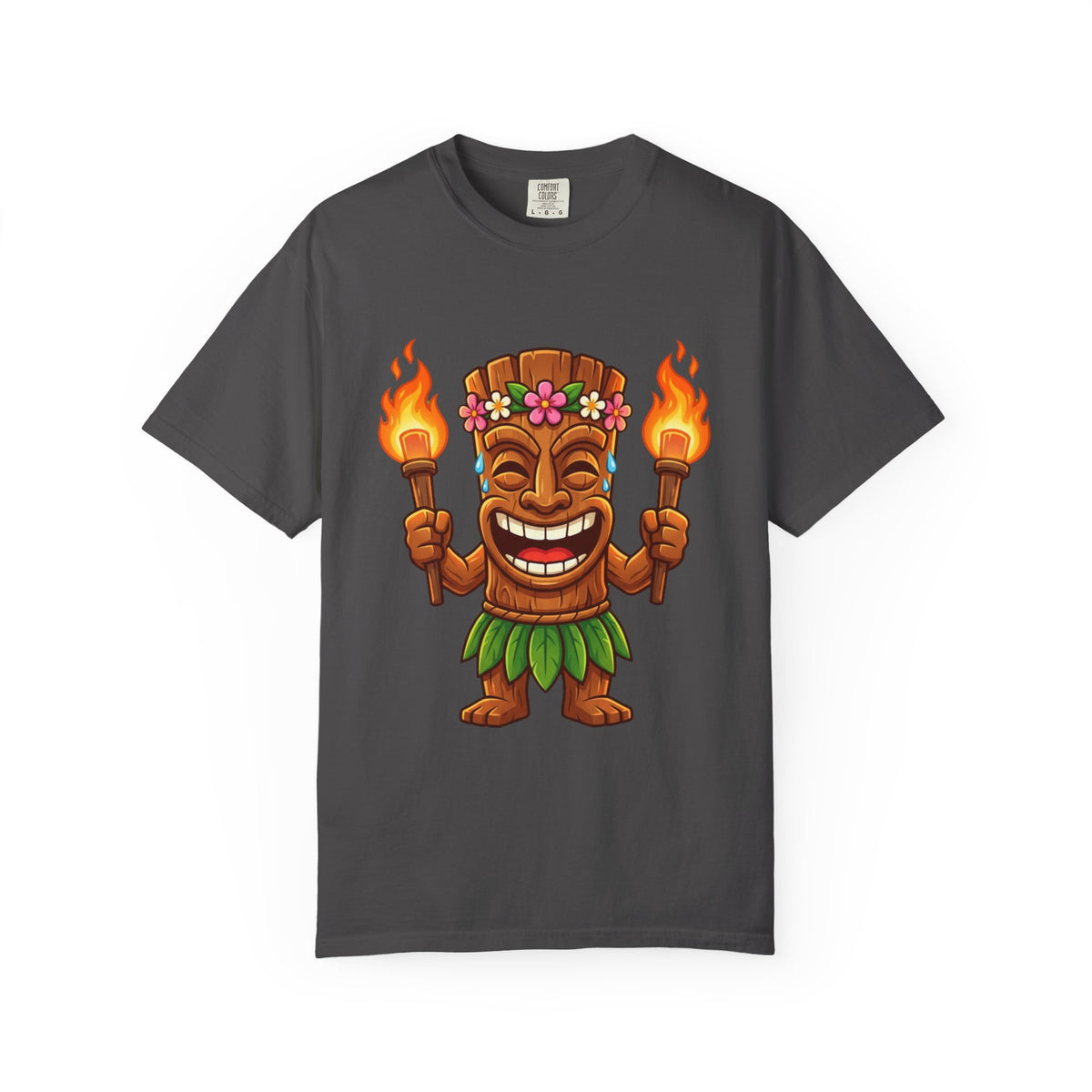 Tiki Man Hawaiian Luau Tropical Cartoon Graphic T-Shirt