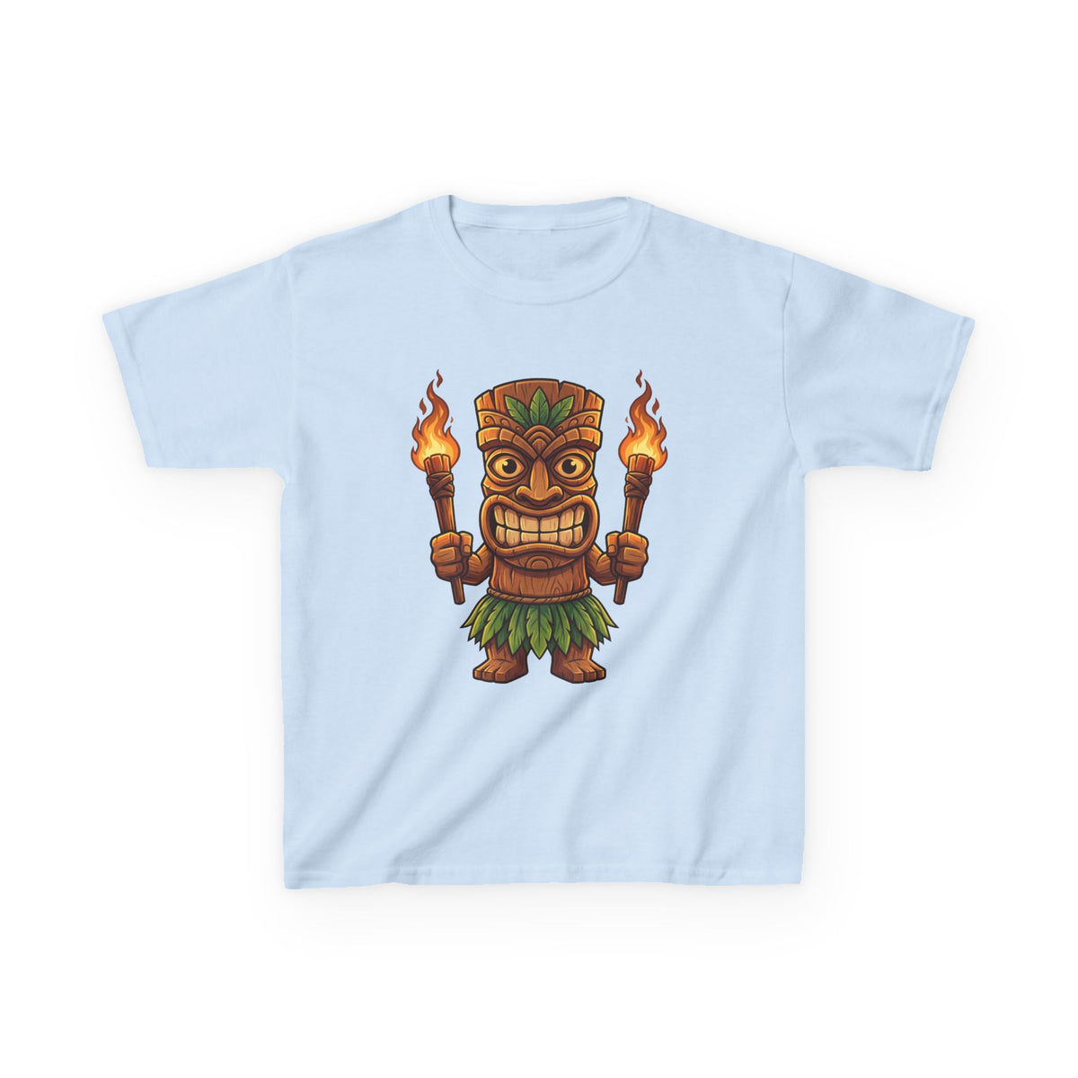 Tiki Warrior Hawaiian Luau Tropical Cartoon Graphic Kids T-Shirt
