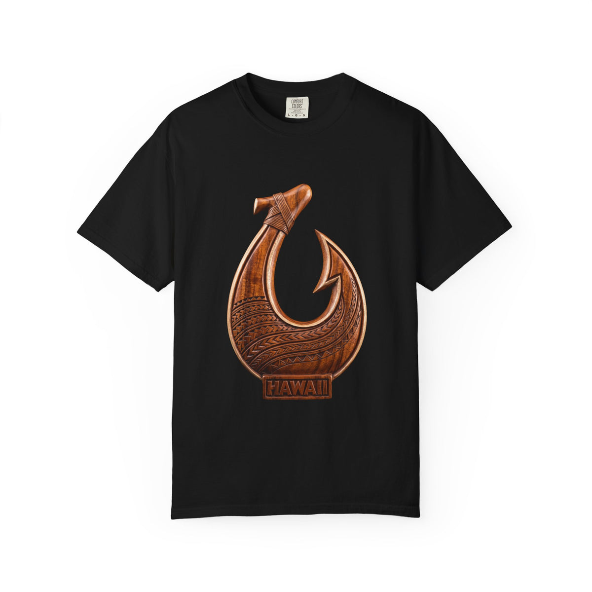 Makau Hawaiian Fish Hook Carved Wood Polynesian T-Shirt