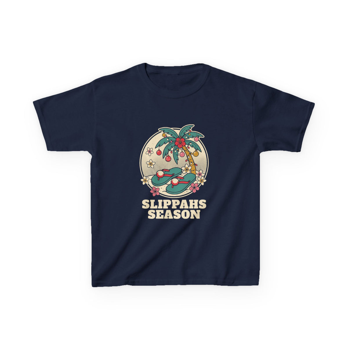Slippahs Hawaiian Christmas Kids T-Shirt