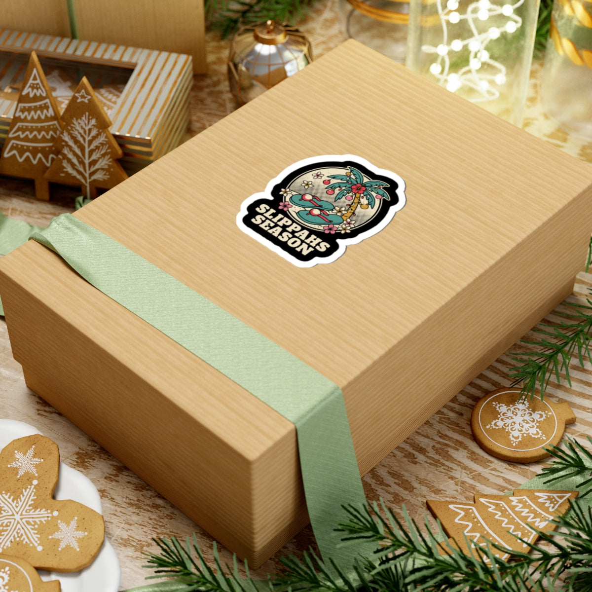Slippahs Hawaiian Christmas Sticker