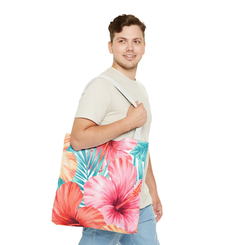 Hibiscus Watercolor Hawaiian All-Over Tote Bag