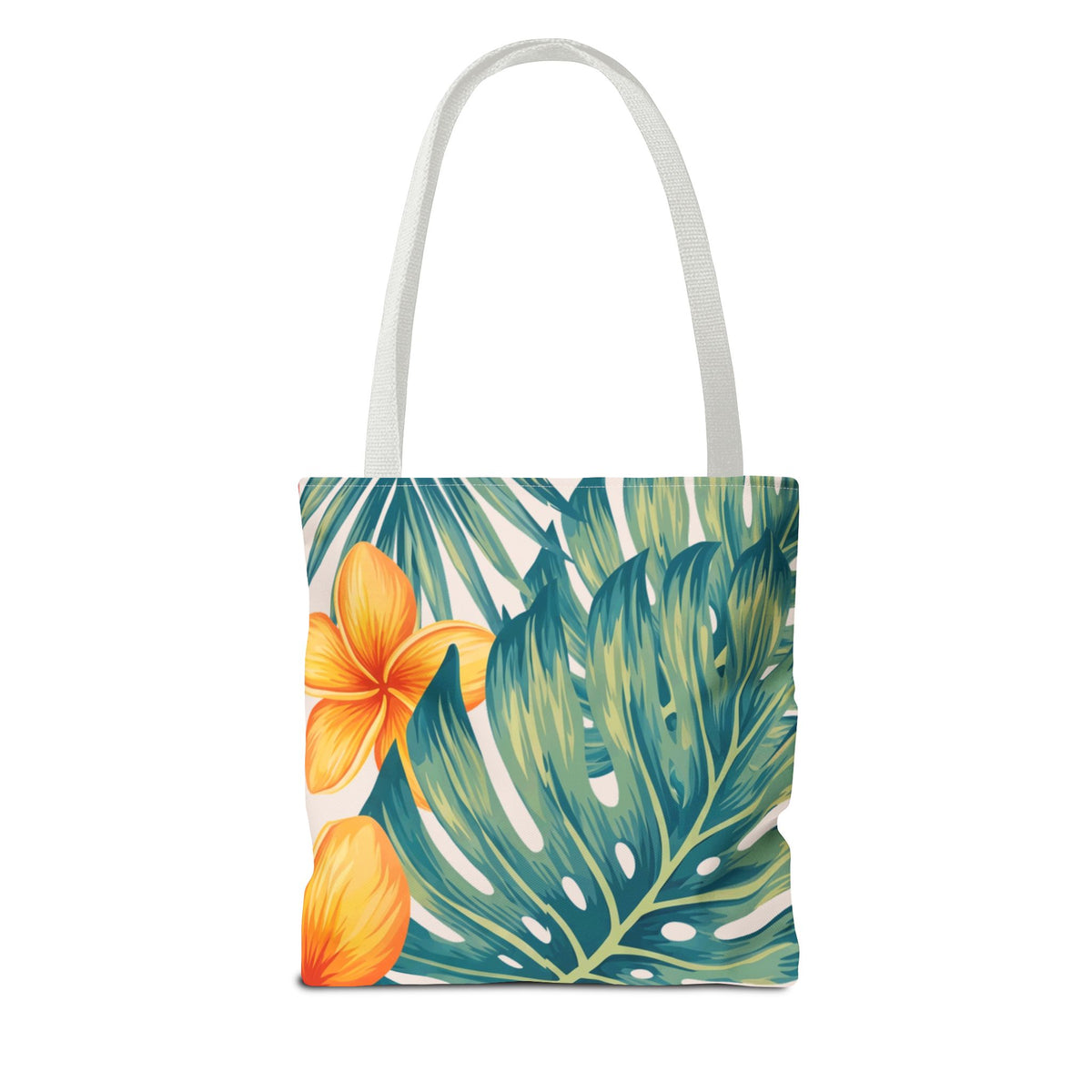 Plumeria & Banana Leaf Hawaiian All-Over Tote Bag