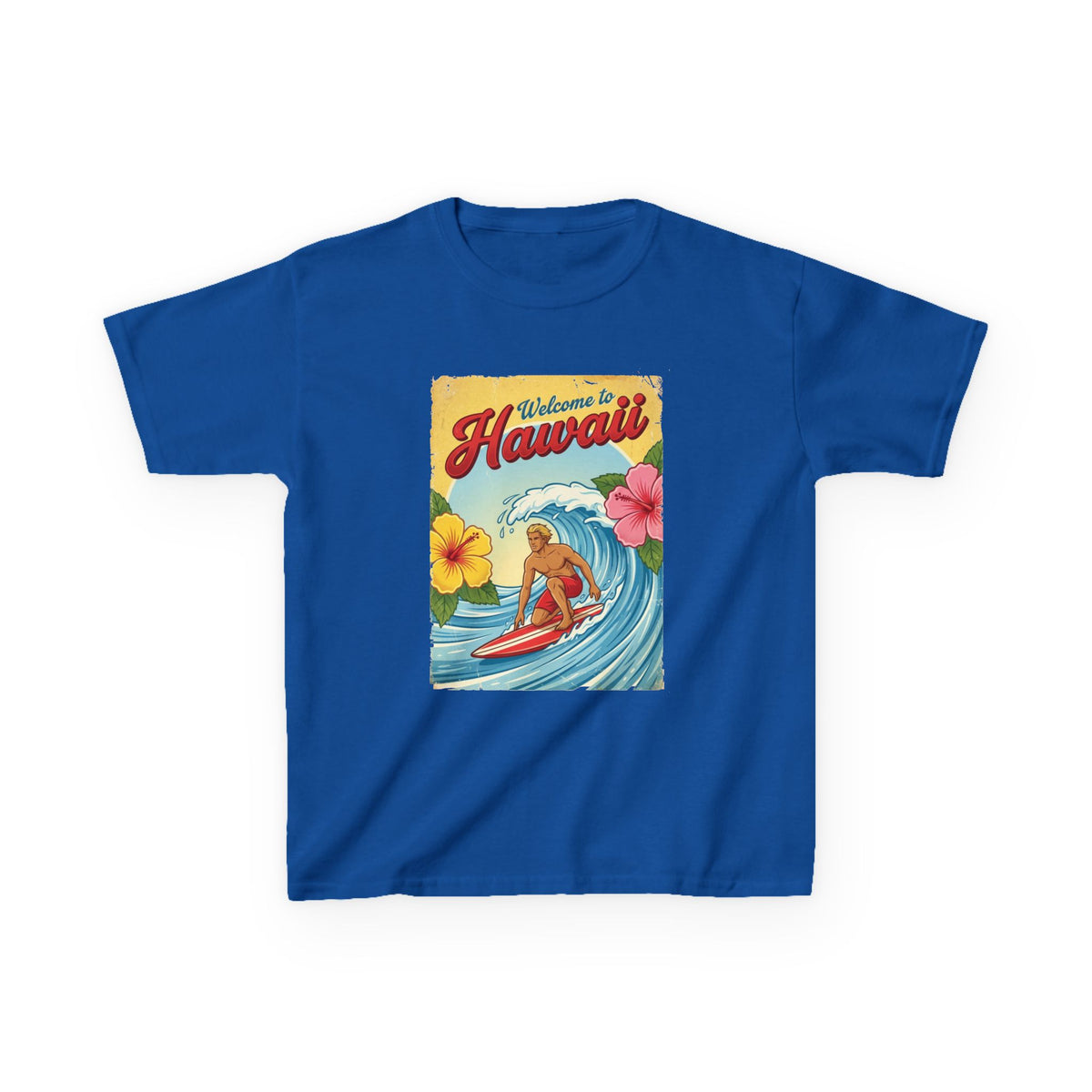 Welcome to Hawaii Vintage Surfer Travel Poster Kids T-Shirt