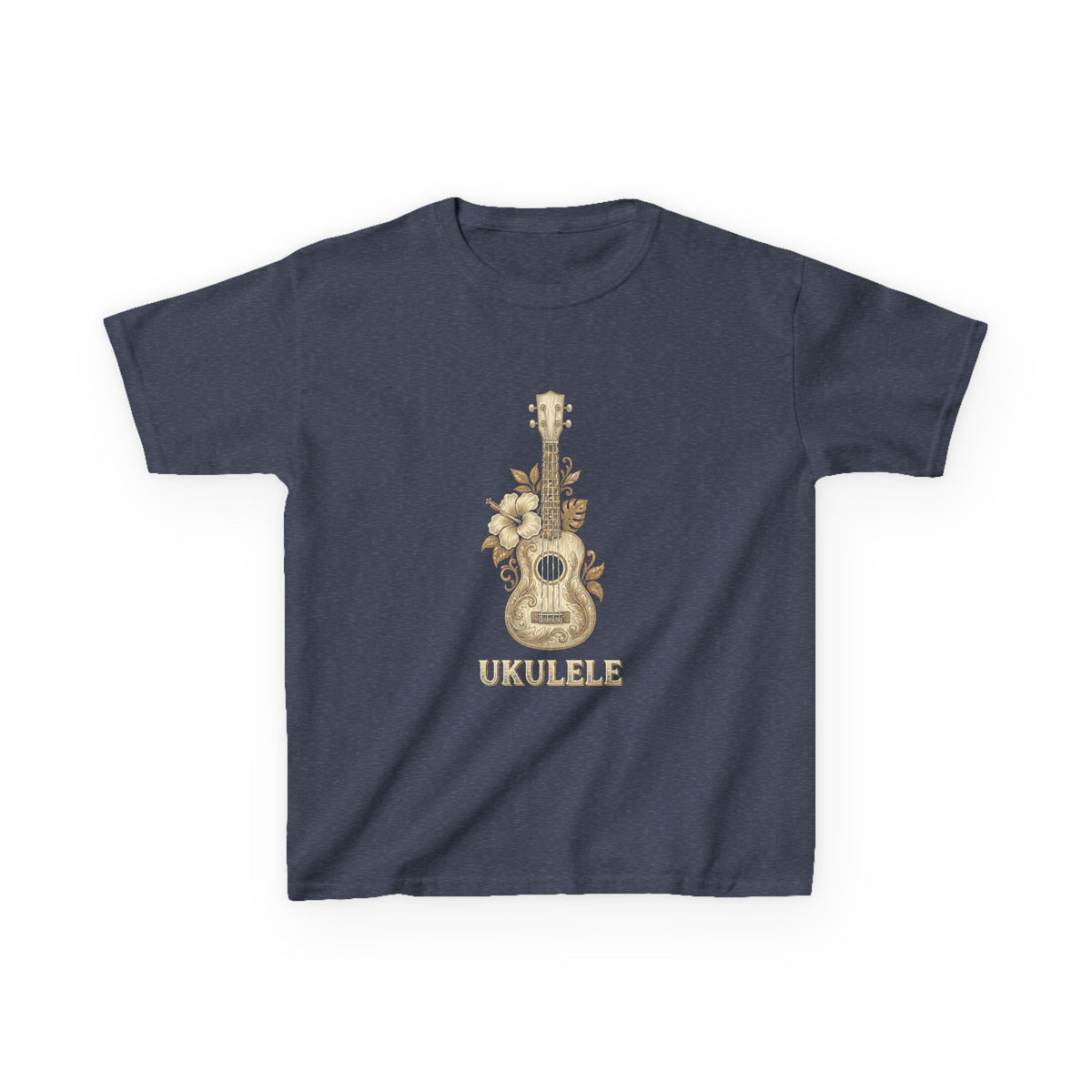 Vintage Ukulele Hawaiian Hibiscus Music Graphic Kids T-Shirt