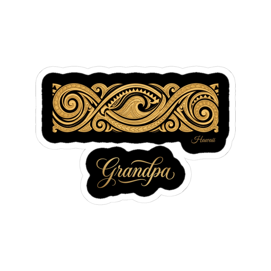 Hawaiian Tapa Wave Family Grandpa Sticker