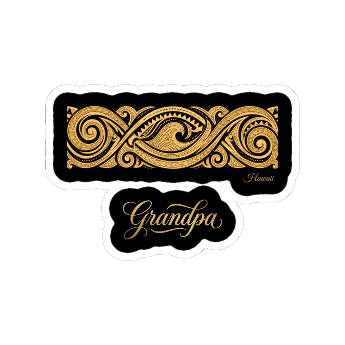 Hawaiian Tapa Wave Family Grandpa Sticker