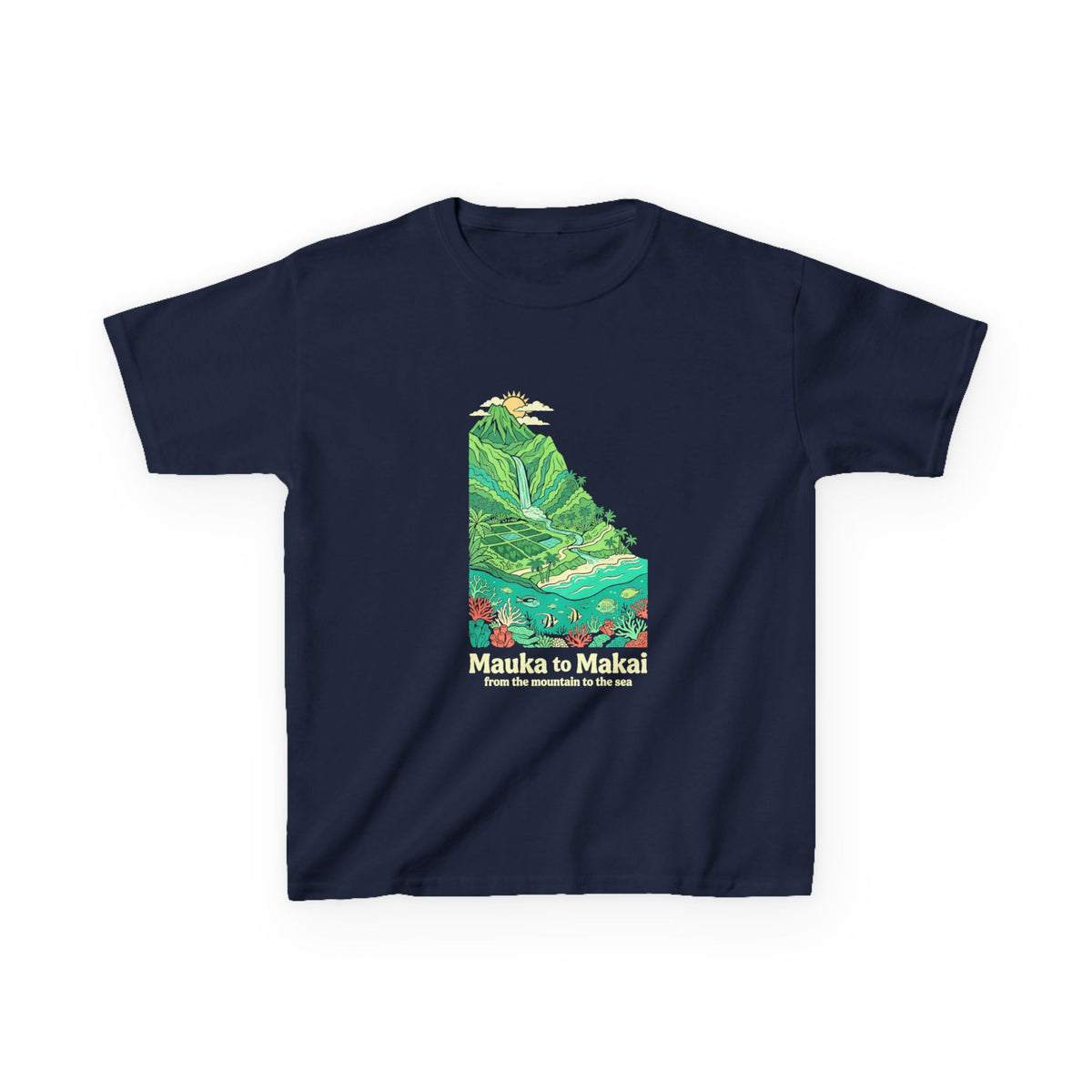 Mauka to Makai Hawaii Mountain to Sea Graphic Kids T-Shirt