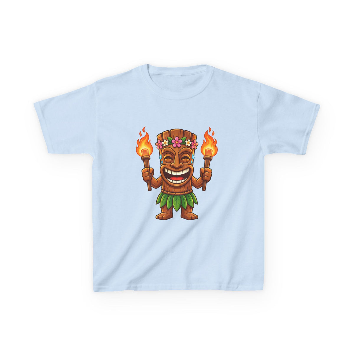 Tiki Man Hawaiian Luau Tropical Cartoon Graphic Kids T-Shirt