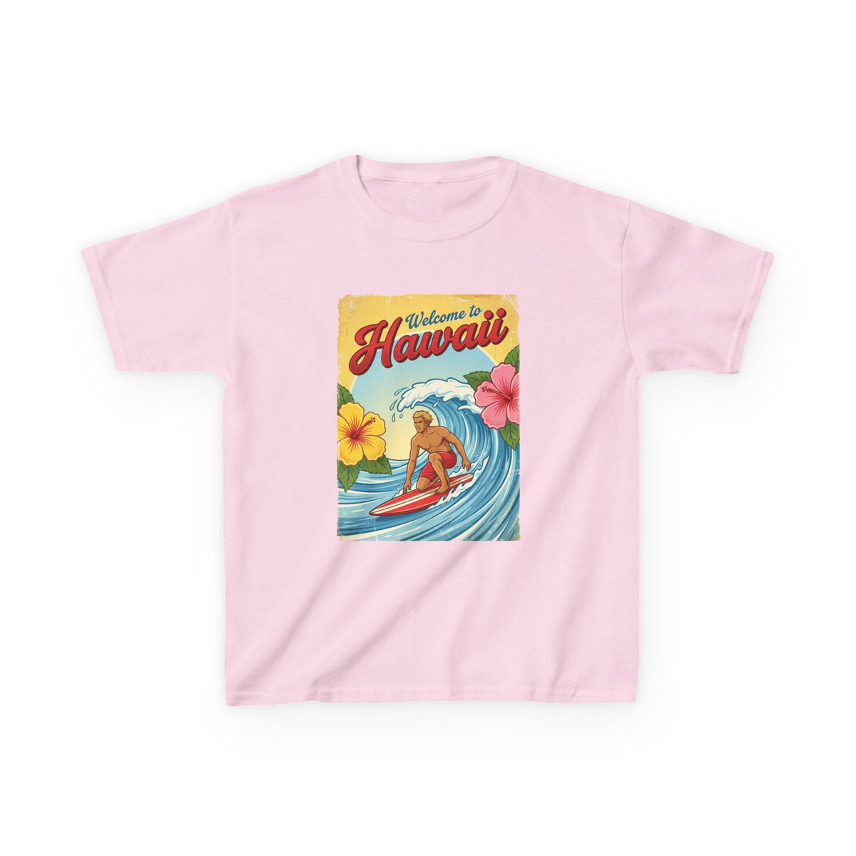 Welcome to Hawaii Vintage Surfer Travel Poster Kids T-Shirt