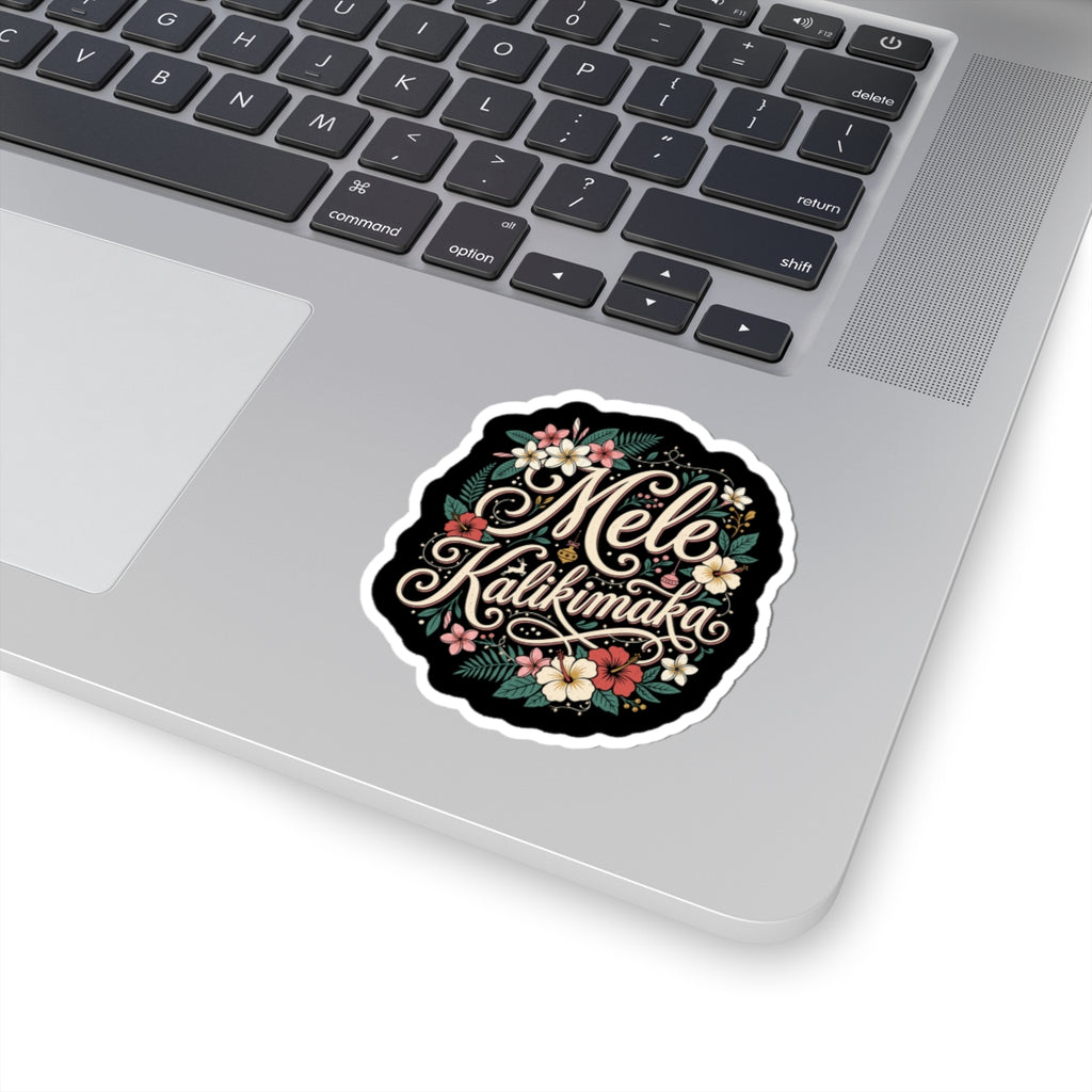 Mele Script Hawaiian Christmas Sticker