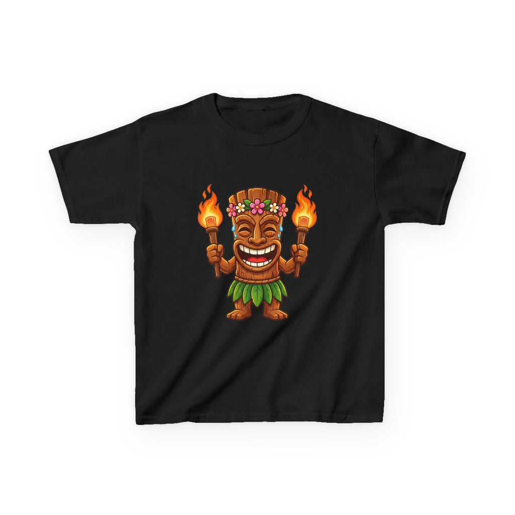 Tiki Man Hawaiian Luau Tropical Cartoon Graphic Kids T-Shirt