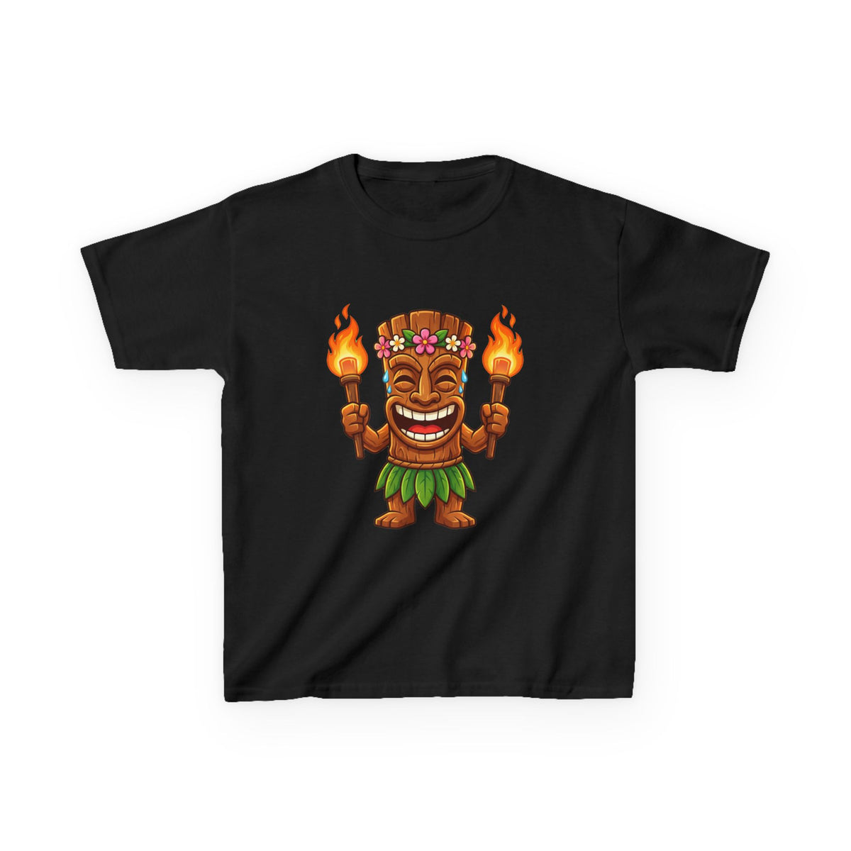 Tiki Man Hawaiian Luau Tropical Cartoon Graphic Kids T-Shirt