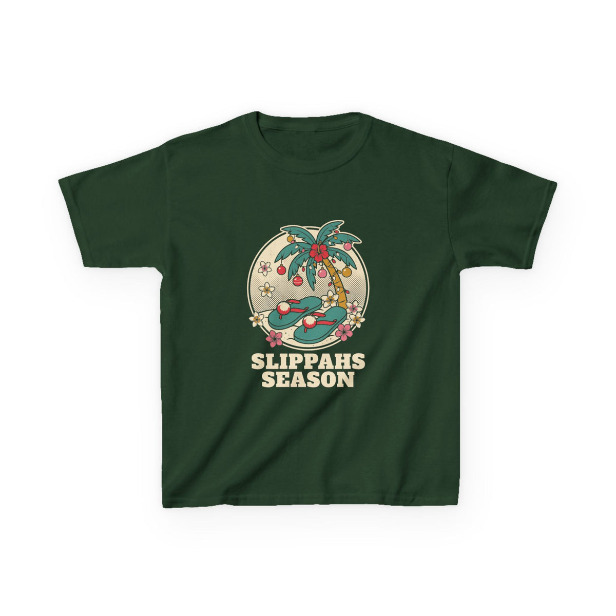 Slippahs Hawaiian Christmas Kids T-Shirt