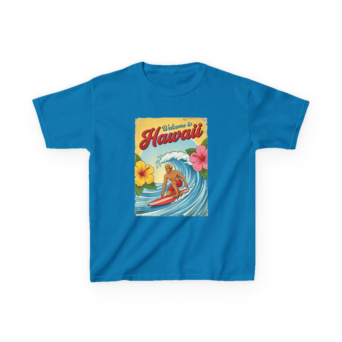 Welcome to Hawaii Vintage Surfer Travel Poster Kids T-Shirt