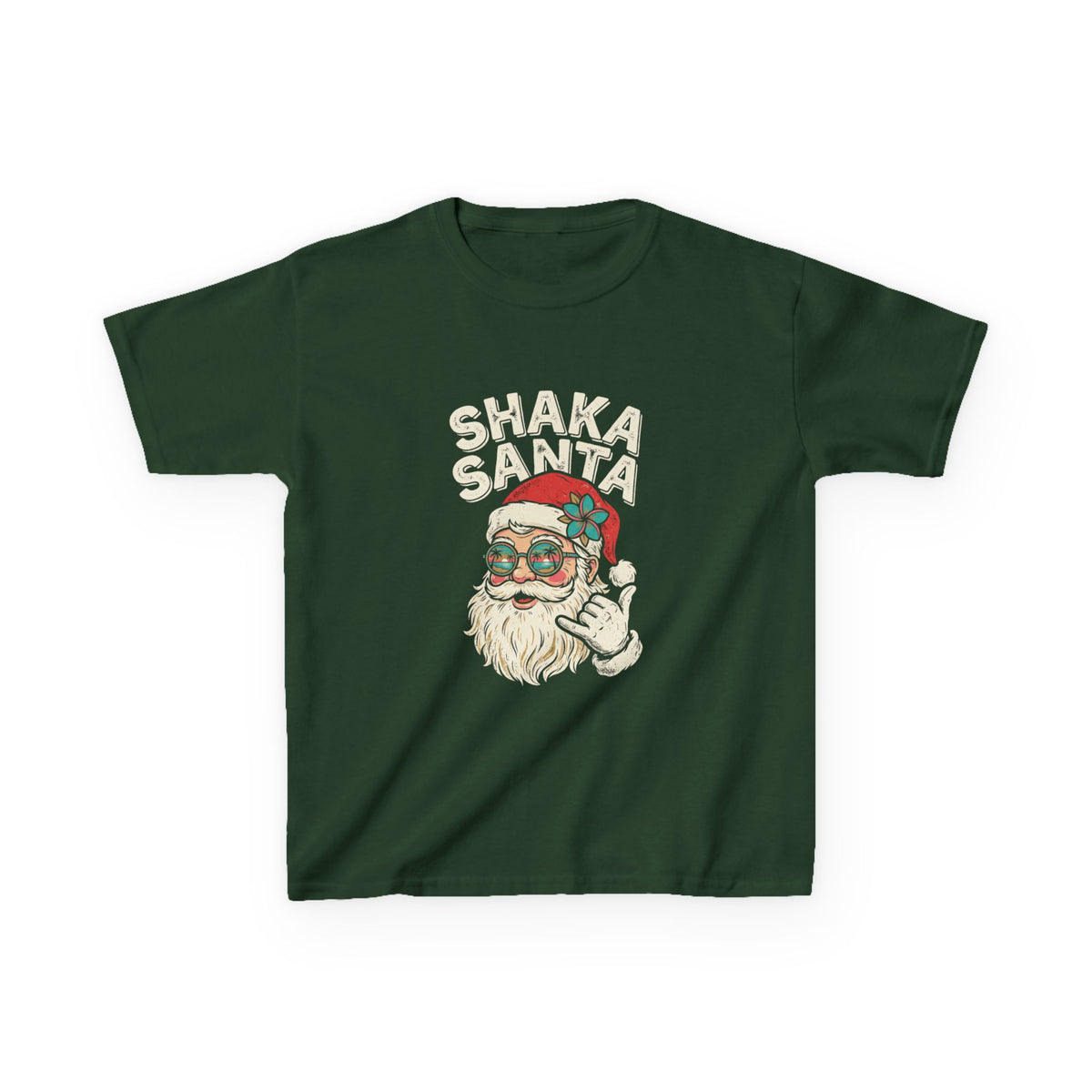Shaka Santa Hawaiian Christmas Kids T-Shirt