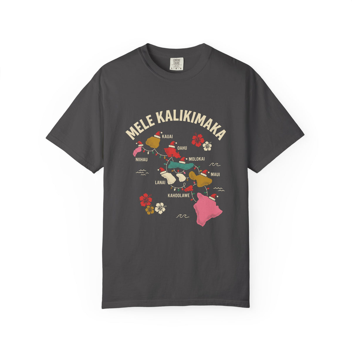 Hawaiian Islands Christmas Map Hawaiian Christmas T-Shirt