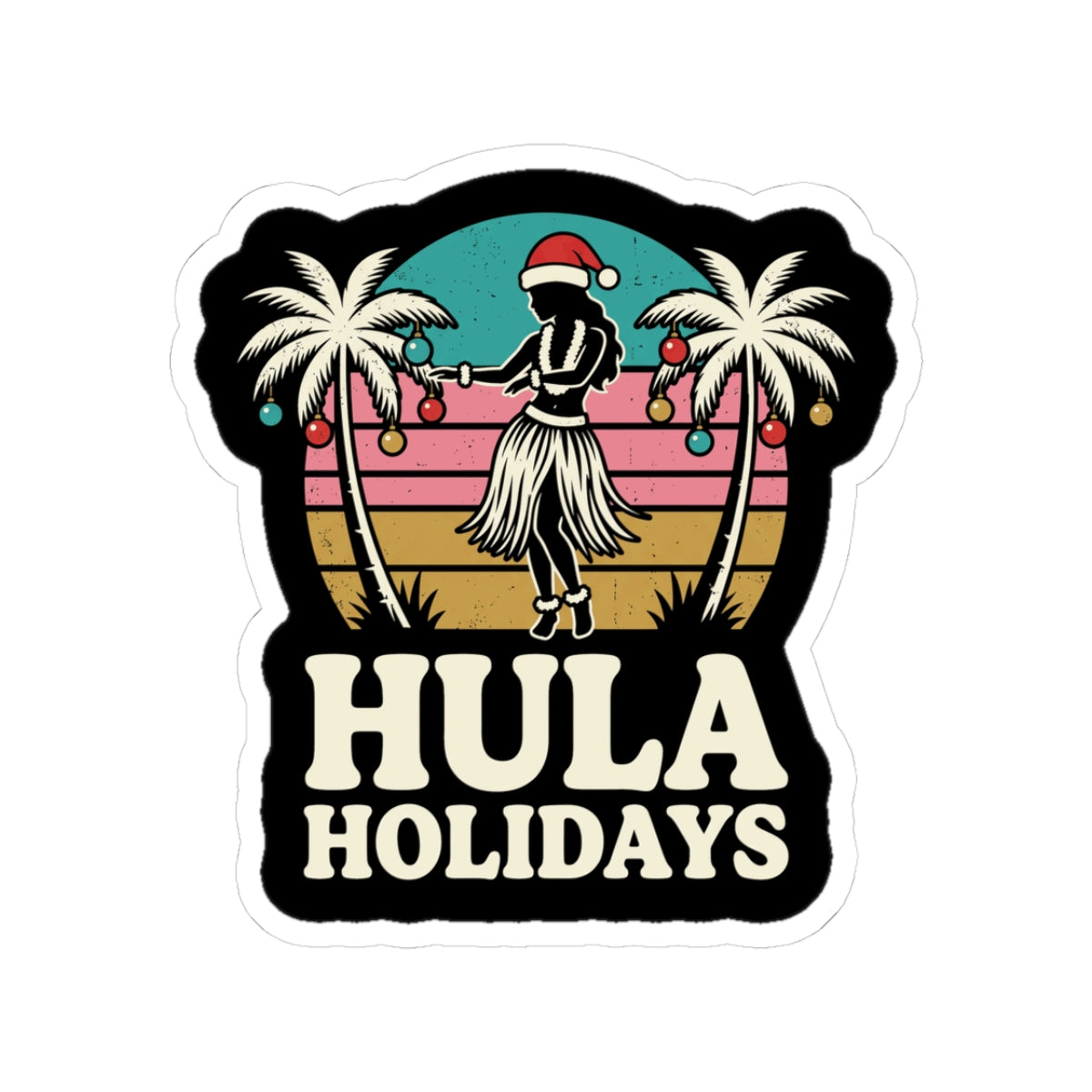 Hula Holidays Hawaiian Christmas Sticker