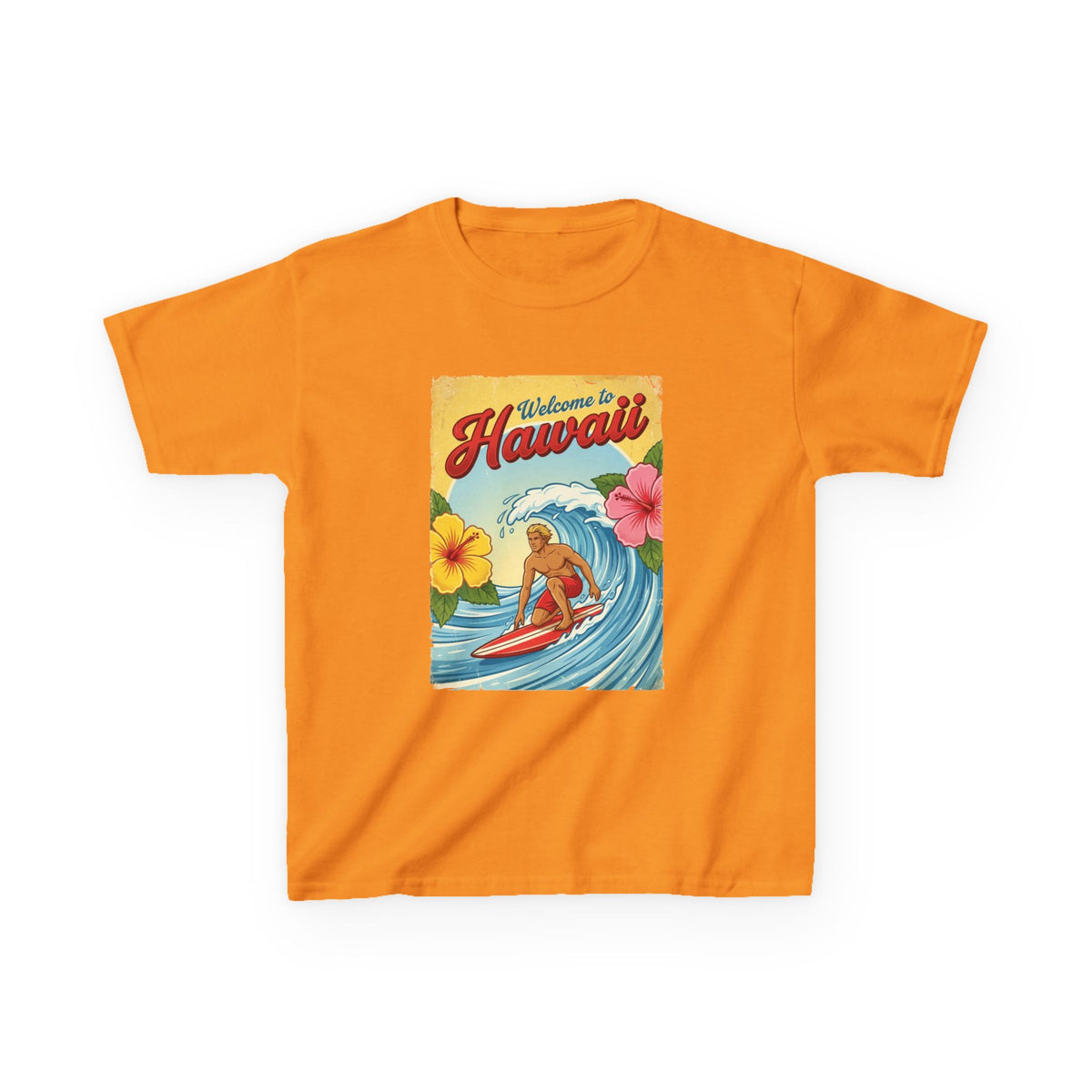 Welcome to Hawaii Vintage Surfer Travel Poster Kids T-Shirt