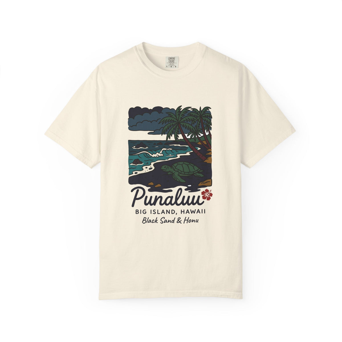 Punaluu Black Sand Beach Big Island Hawaii Vintage Travel Graphic T-Shirt