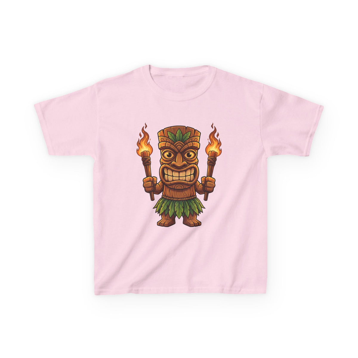 Tiki Warrior Hawaiian Luau Tropical Cartoon Graphic Kids T-Shirt