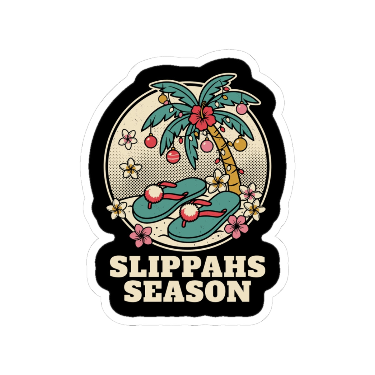 Slippahs Hawaiian Christmas Sticker