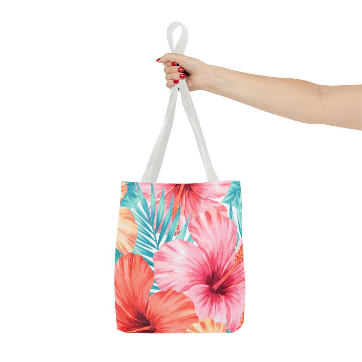 Hibiscus Watercolor Hawaiian All-Over Tote Bag
