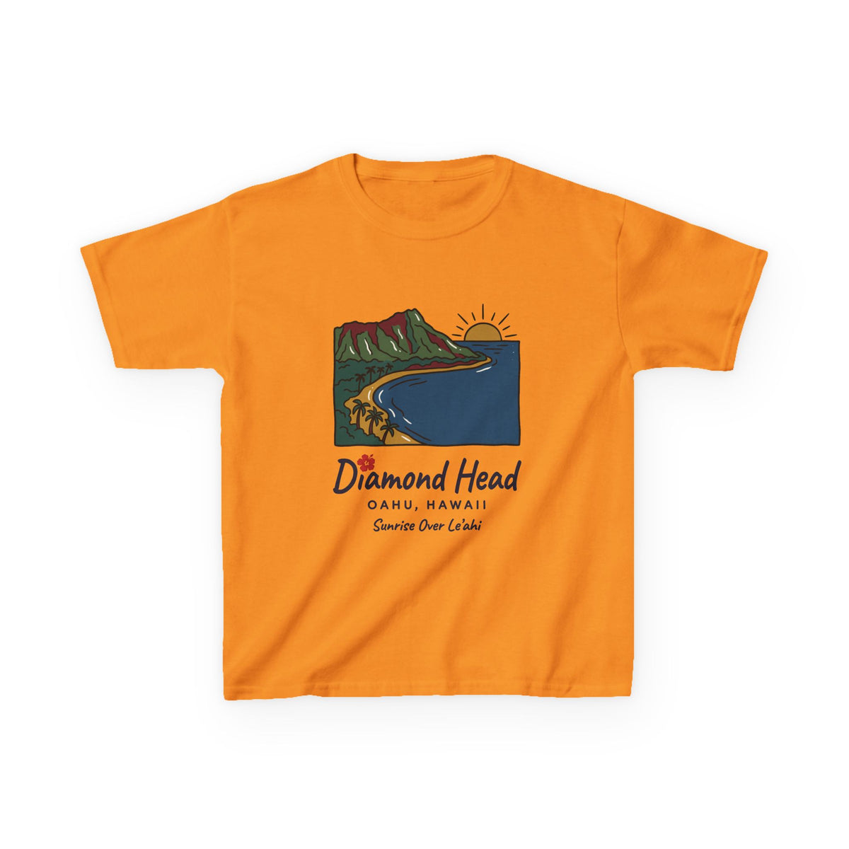 Diamond Head Oahu Hawaii Vintage Travel Graphic Kids T-Shirt