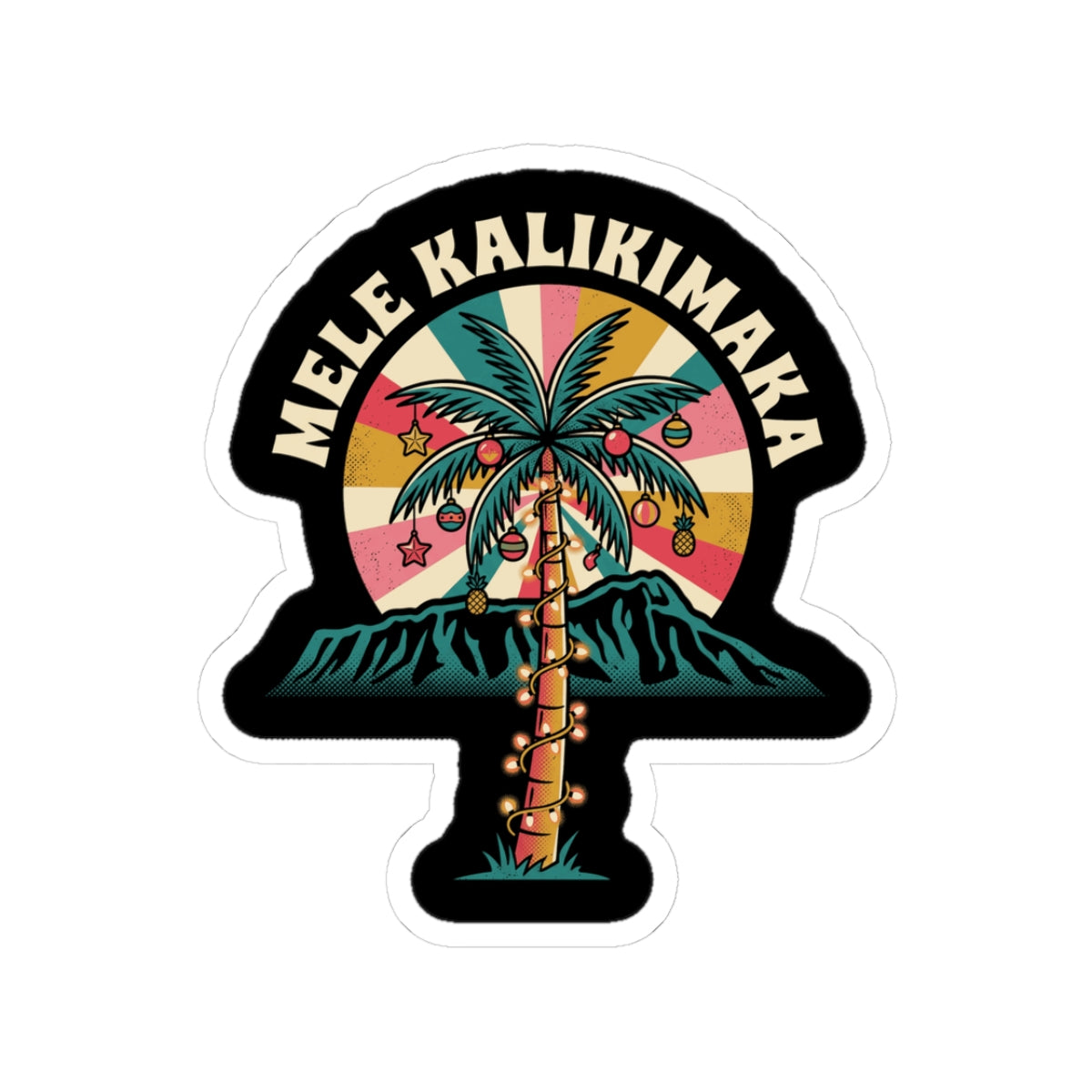 Palm Lights Hawaiian Christmas Sticker