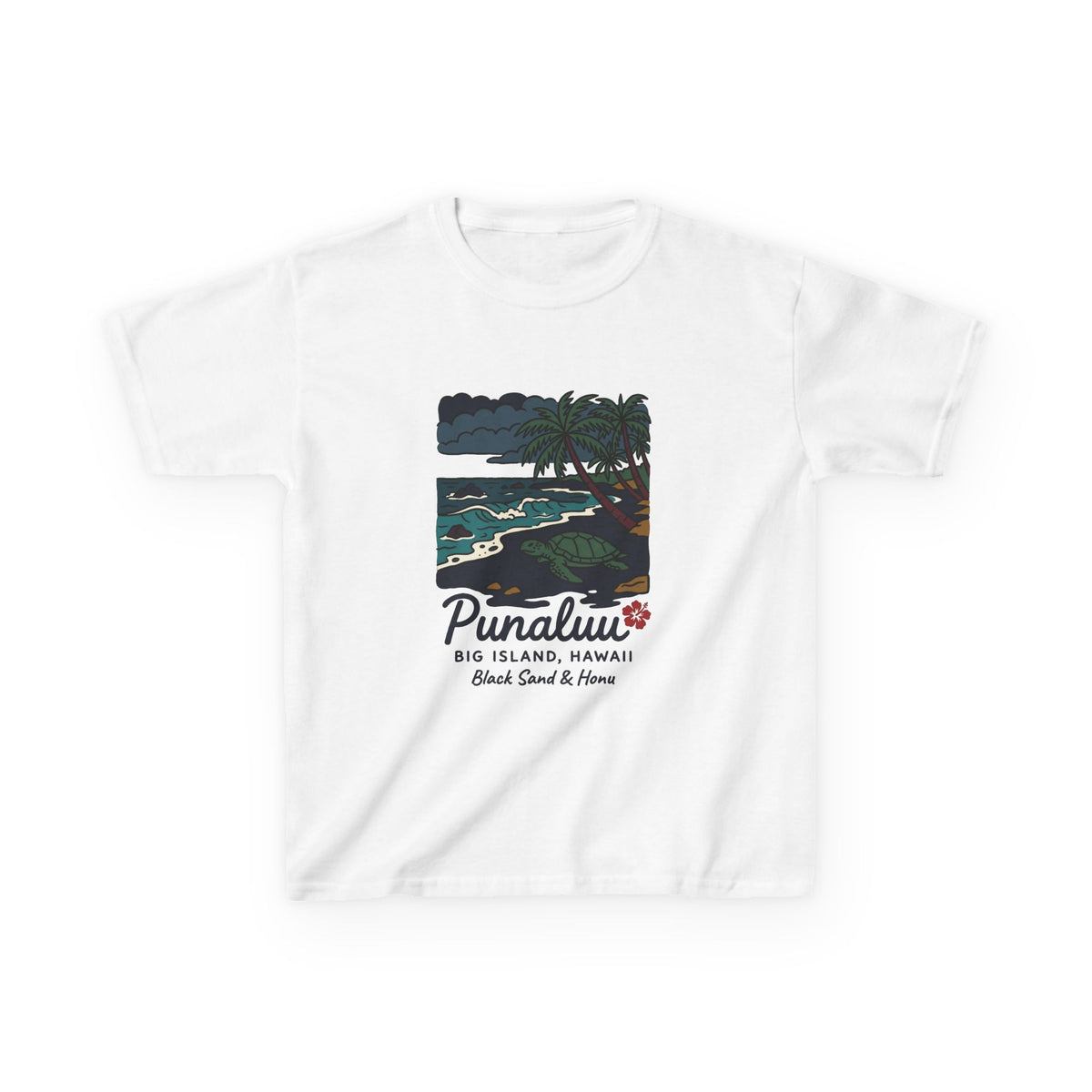 Punaluu Black Sand Beach Big Island Hawaii Vintage Travel Graphic Kids T-Shirt