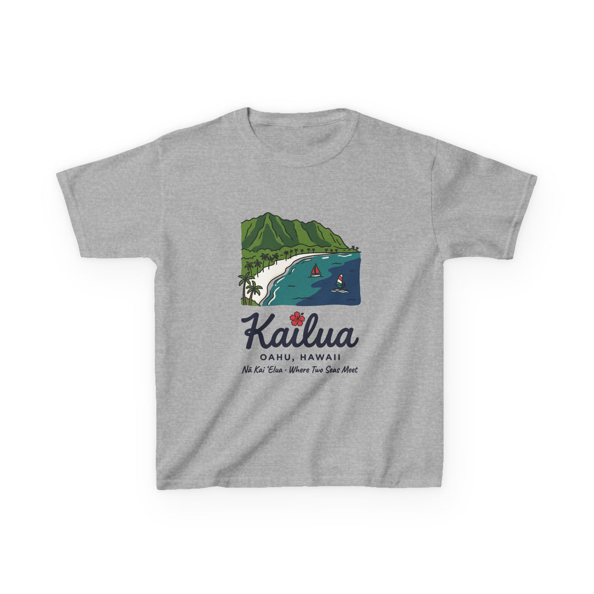 Kailua Beach Oahu Hawaii Vintage Travel Graphic Kids T-Shirt